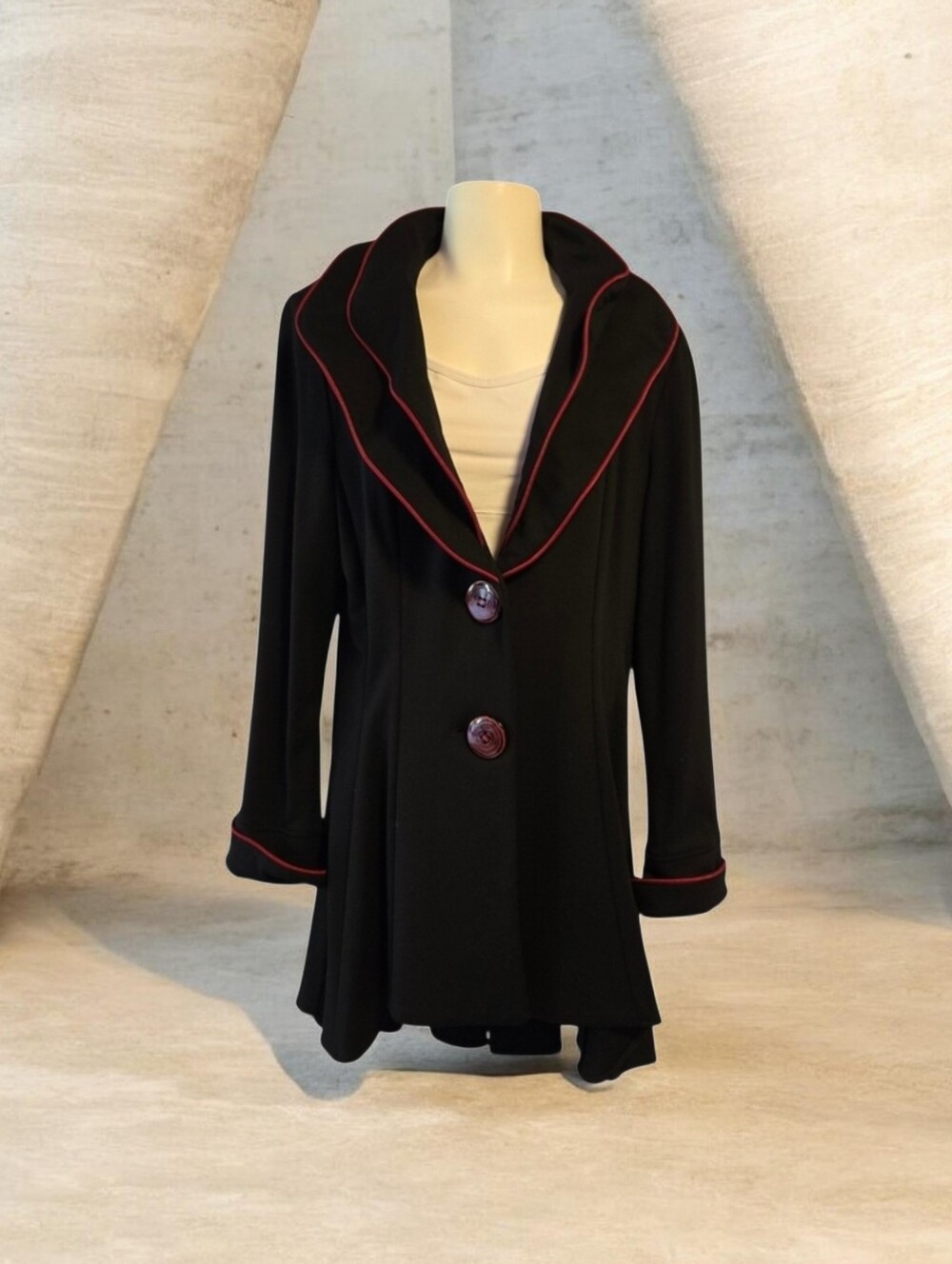 Joseph Ribkoff Black Swing Jacket Red Trim Size 14